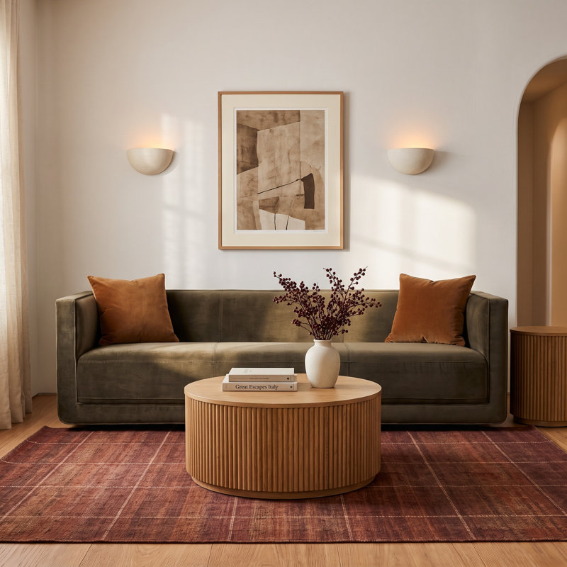 Gigi 95" Upholstered Sofa, Surrey Olive Polypropylene / Olefin