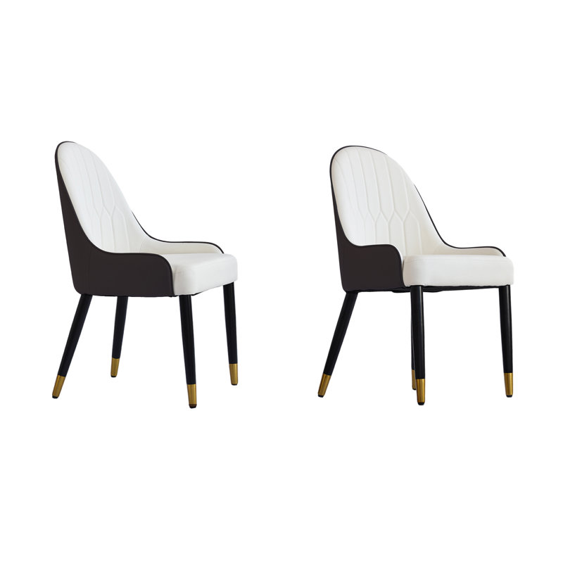 Azelene 18.89'' H Faux Leather Upholstered Side Chair, White/Brown