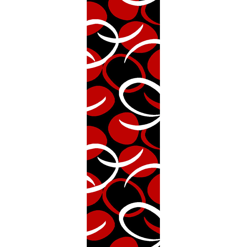 Tapis à motifs abstraits rouge / noir / blanc Mccampbell, Tapis de couloir 2 pi 2 po x 7 pi 4 po