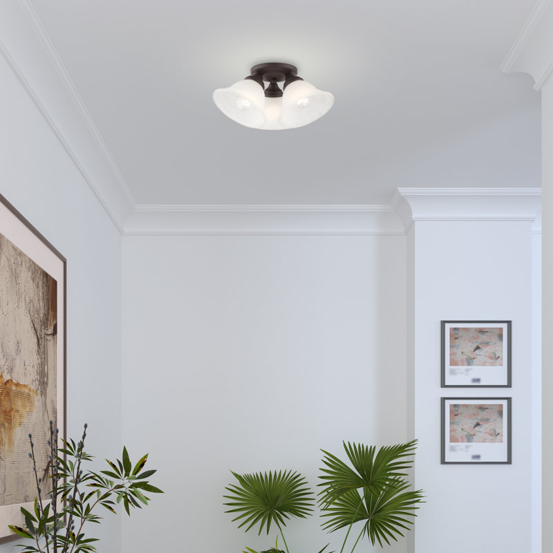 Owasso Glass Flush Mount, Bronze, Gray Marble