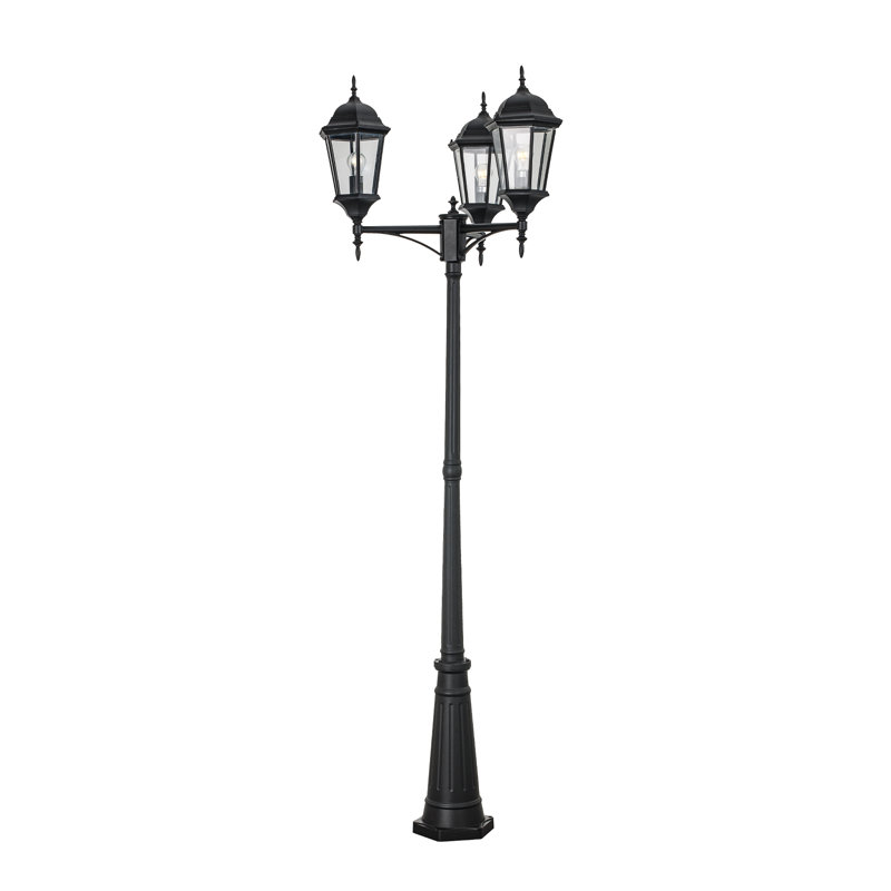 Lampadaire à 3 lumières de 98 po, Noir