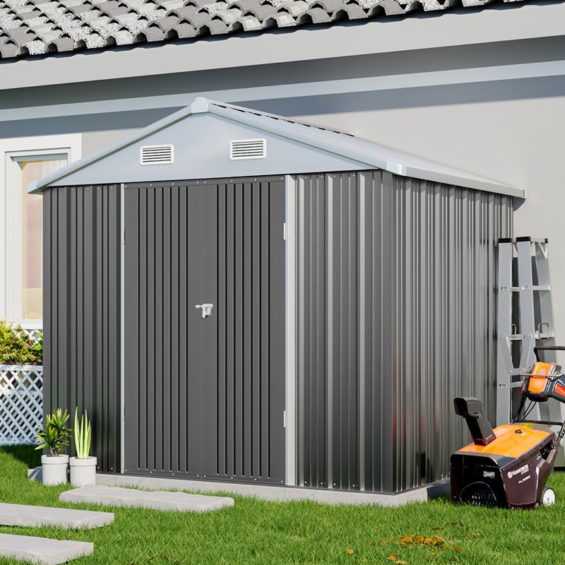 Grey Outdoor Metal Storage Shed