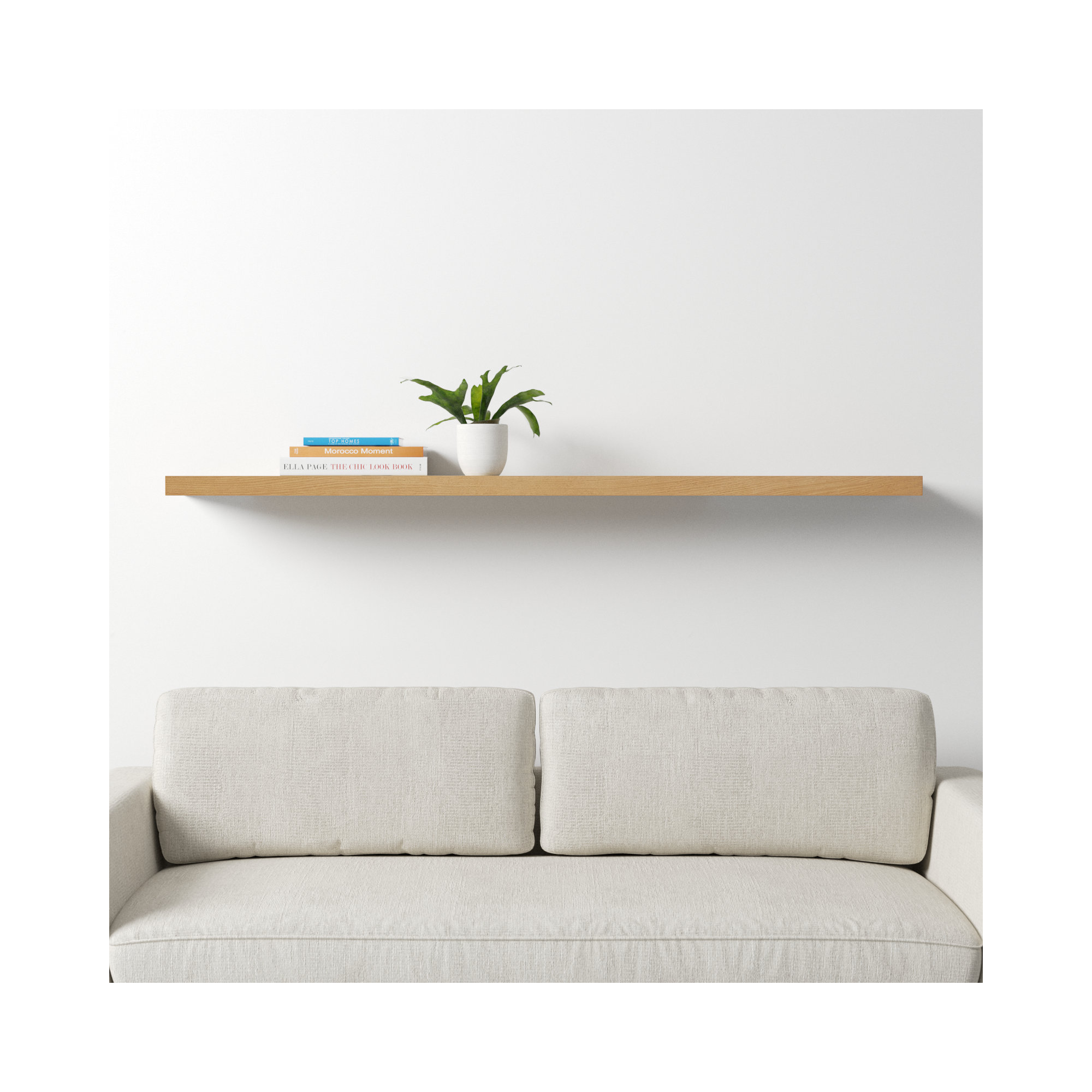 Sherice Floating Shelf, 1.97" H x 74.81" W x 10.24" D, Oak