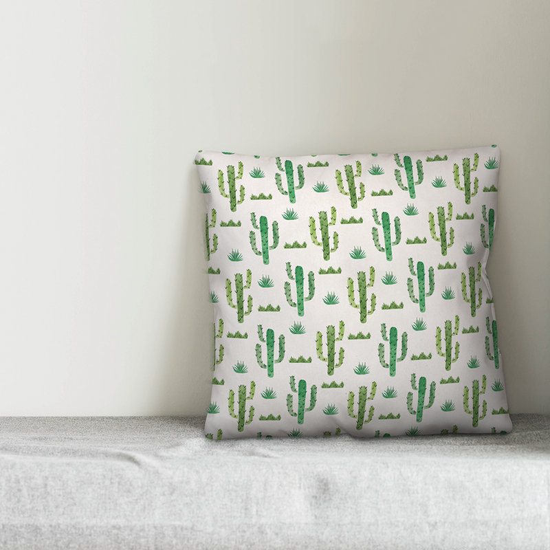  Coussin Watercolor Cactus, 20 po X 20 po