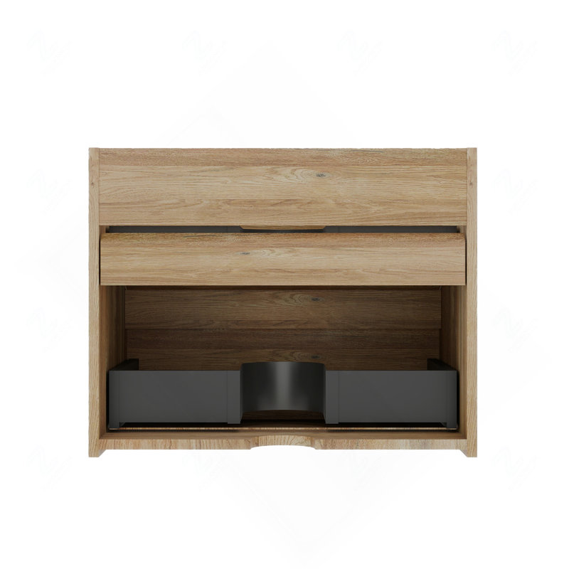 24 meubles de salle de bain en chêne brut + chêne brut avec tiroirs doubles, meuble-lavabo mural flottant pour salle de bain moderne