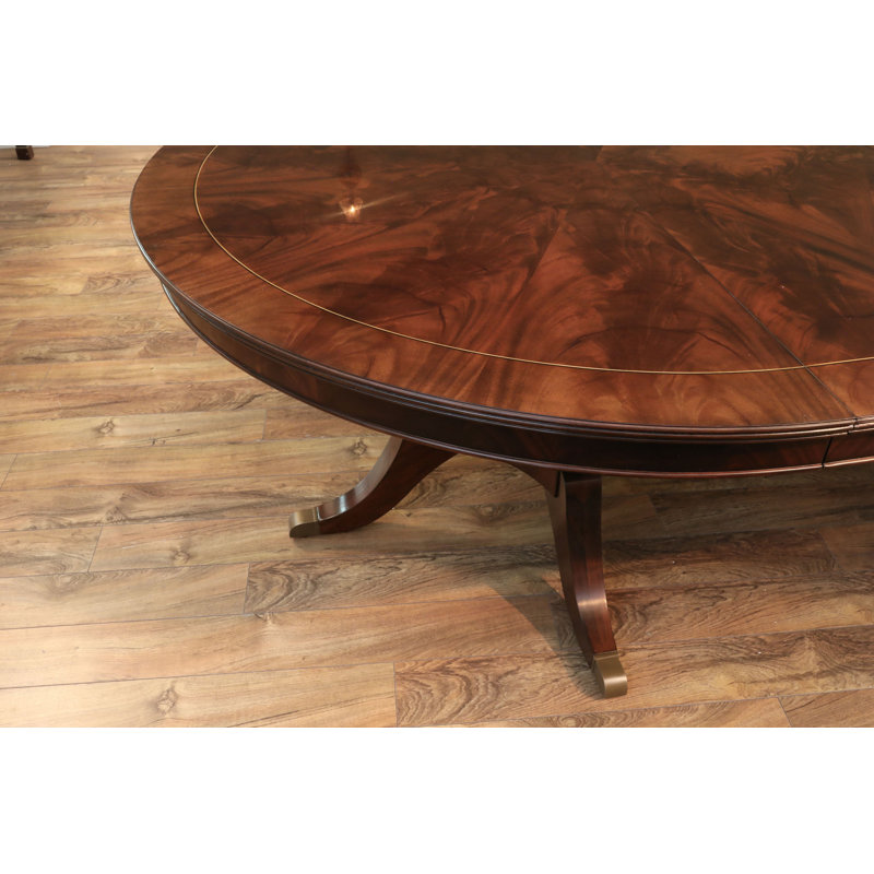Round Mahogany Dining Table Opens To 10 Feet  Seats 12
