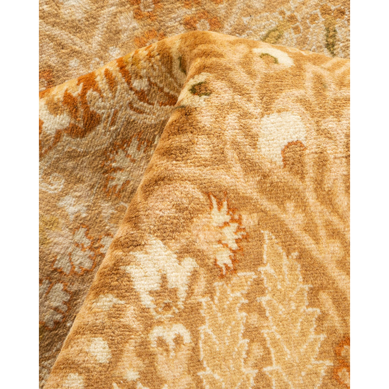 Handmade Brown Wool 8' x 10' Oriental Area Rug