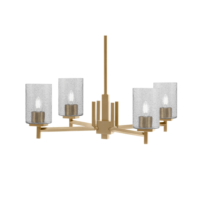 Lustre 4 lumières Fausley illustré avec verre fumé 4 ", Noir, Laiton New Age