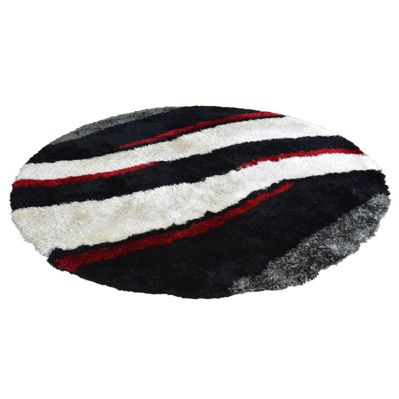 Latravia Hand Tufted Shag Polyester Eco-Friendly Area Rugs - Round, Multicolor, Contemporary Modern Design, High Pile Thick Handmade Anti Skid Area Rugs for Living Room, Bed Room