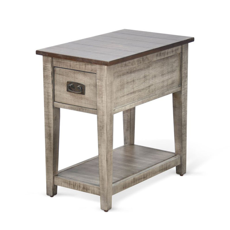 Table d'appoint Camie Chair, plateau de 25 pouces, bois massif gris