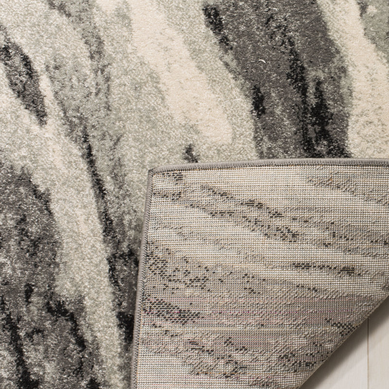 Faustina Abstract Ivory/Grey Area Rug, Runner 2'2" x 7'