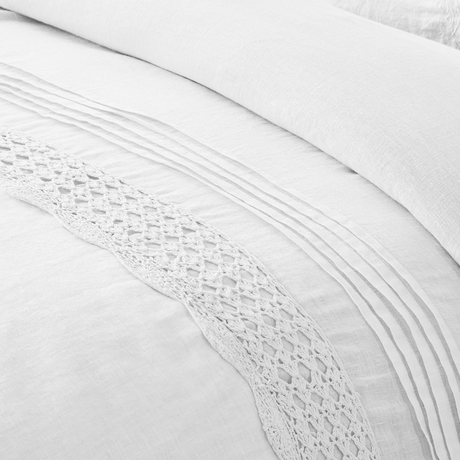 100% Linen Duvet Cover Set, Queen Duvet Cover + 2 Standard Shams, White