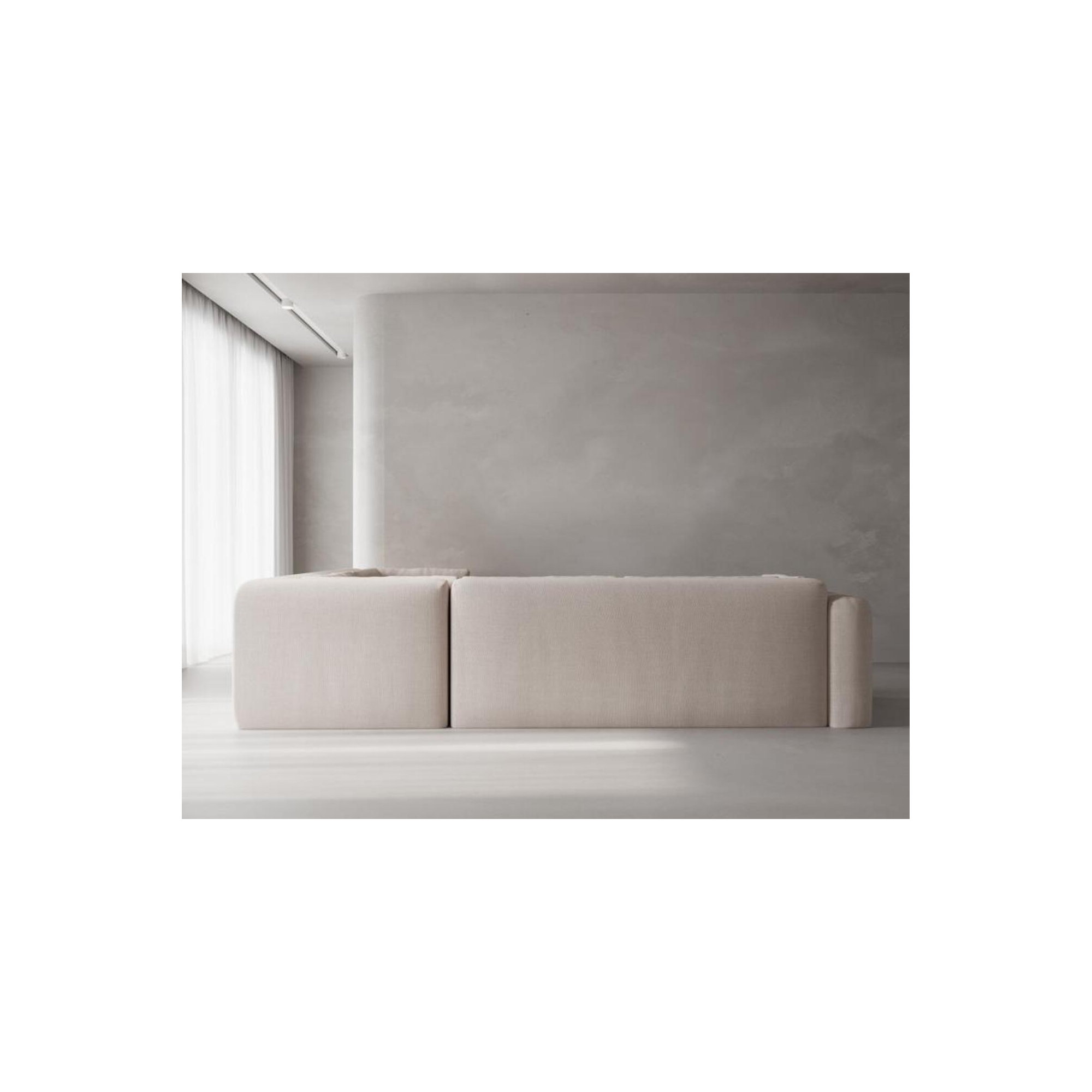 Freddie 112" Upholstered Sectional, Nevis Ivory Polyester Blend
