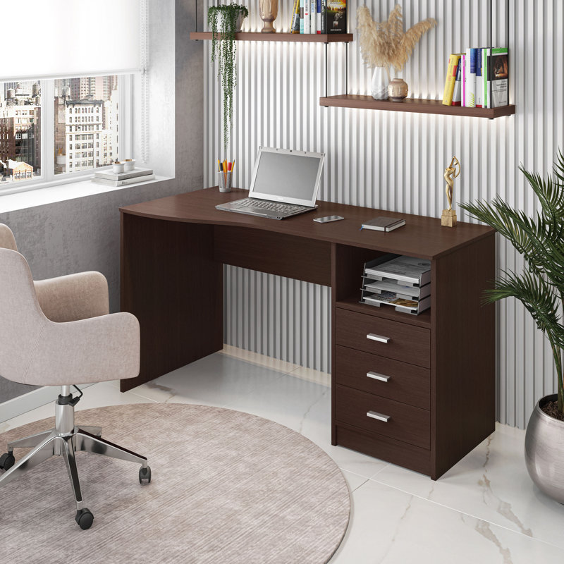 Classic Computer Desk with Multiple Drawers, Wenge, 29.5" H x 51.25" W x 23.5" D