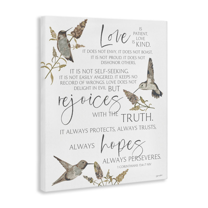 «Love Is patient Inspirational», conception par Annie Lapoint, H 48 po x l 36 po