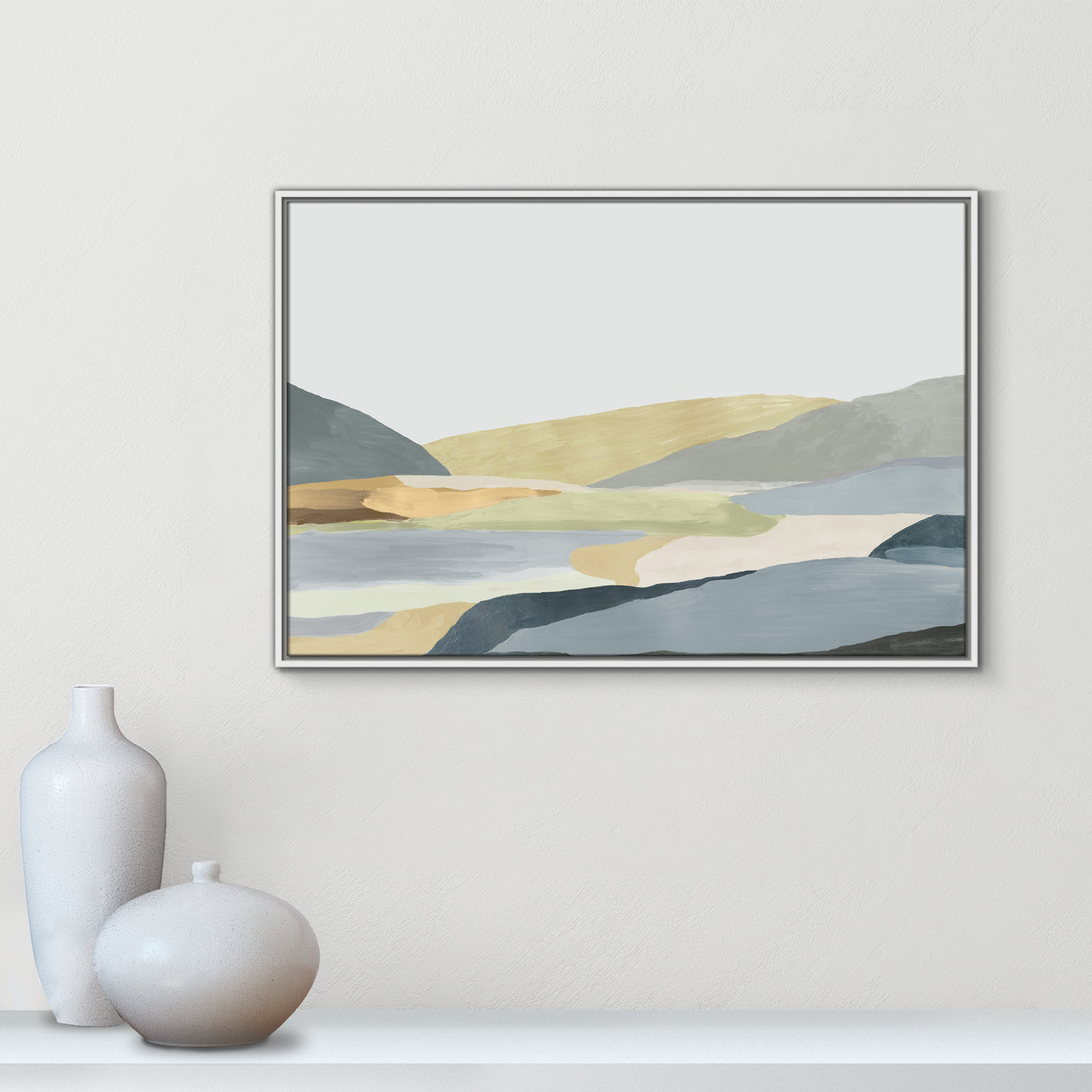 Blair "Warm Hills II" Painting, 25.5" H x 37.5" W x 2" D, White Canvas