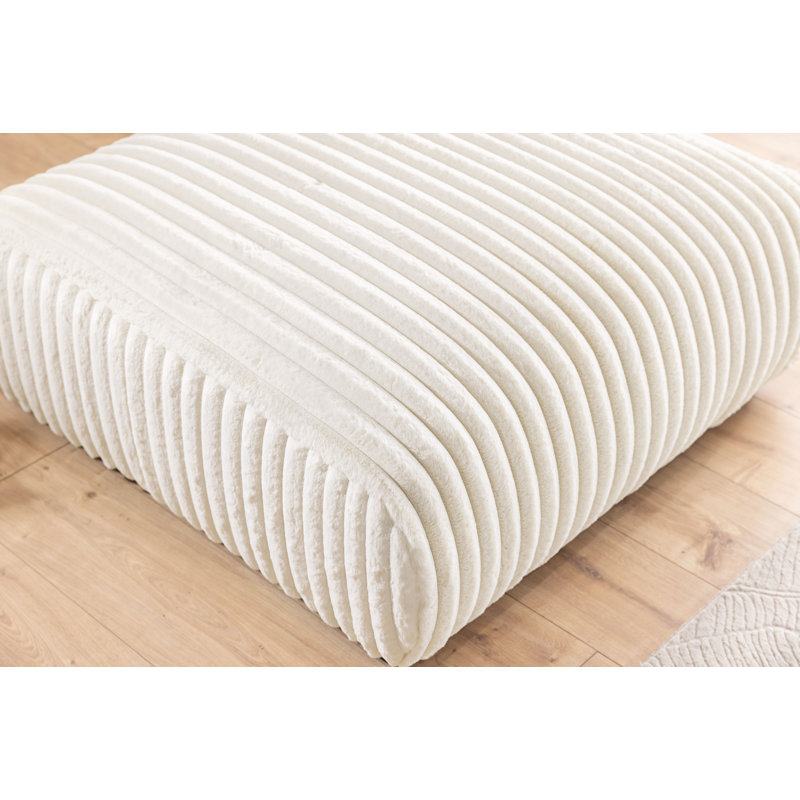 Mollis 88cm Wide Square No Pattern Pouf Ottoman, Light Beige