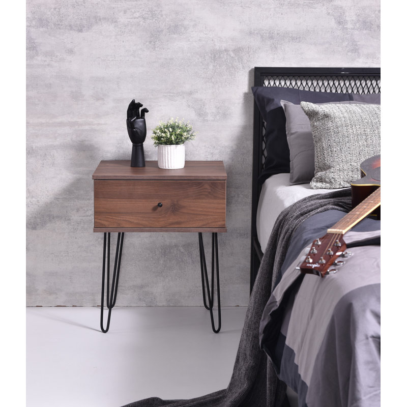 muir 50.2 cm W Bedside Table, Columbia Walnut