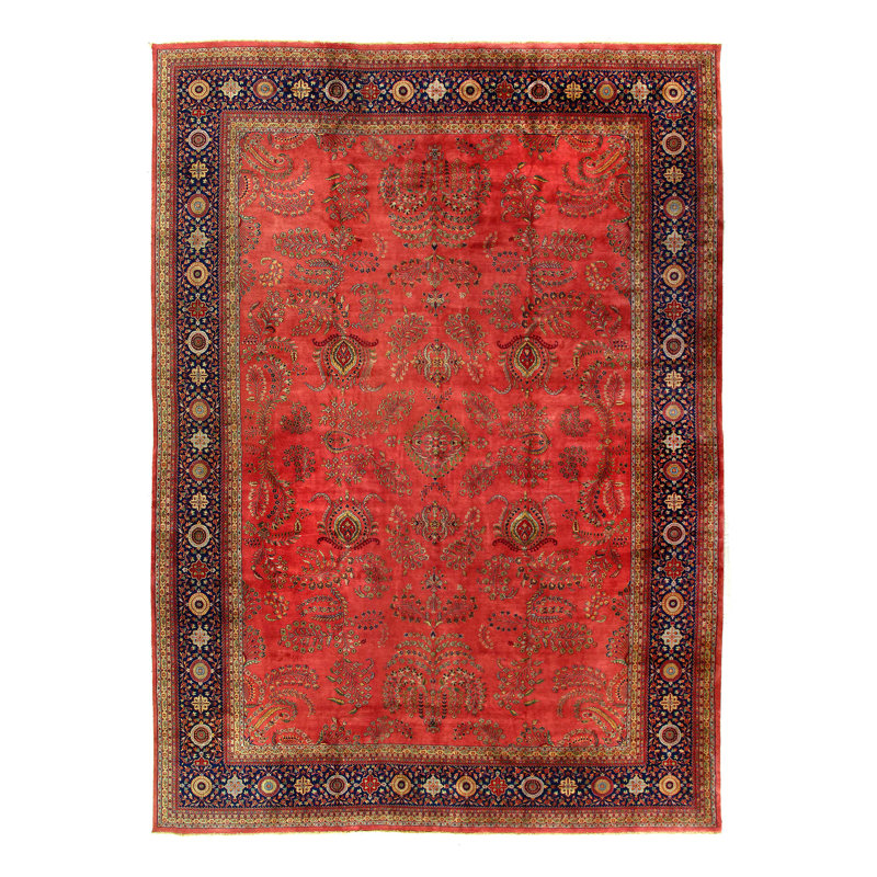 Tapis unique en laine de 14 pi 11 po x 21 pi 3 po rouille, or, Malibu, bleu marine