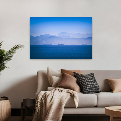 Costa De La Luz, Cadiz Province, Andalusia, Southern Spain. The Rif Mountains Of Morocco Seen Across The Straits Of Gibraltar From Near Tarifa, Spa...