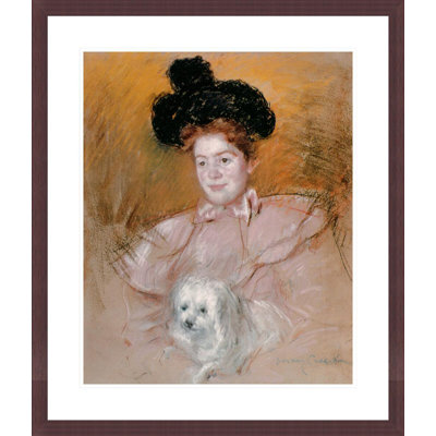 Woman holding a dog by Mary Cassatt -Framed Giclee Print