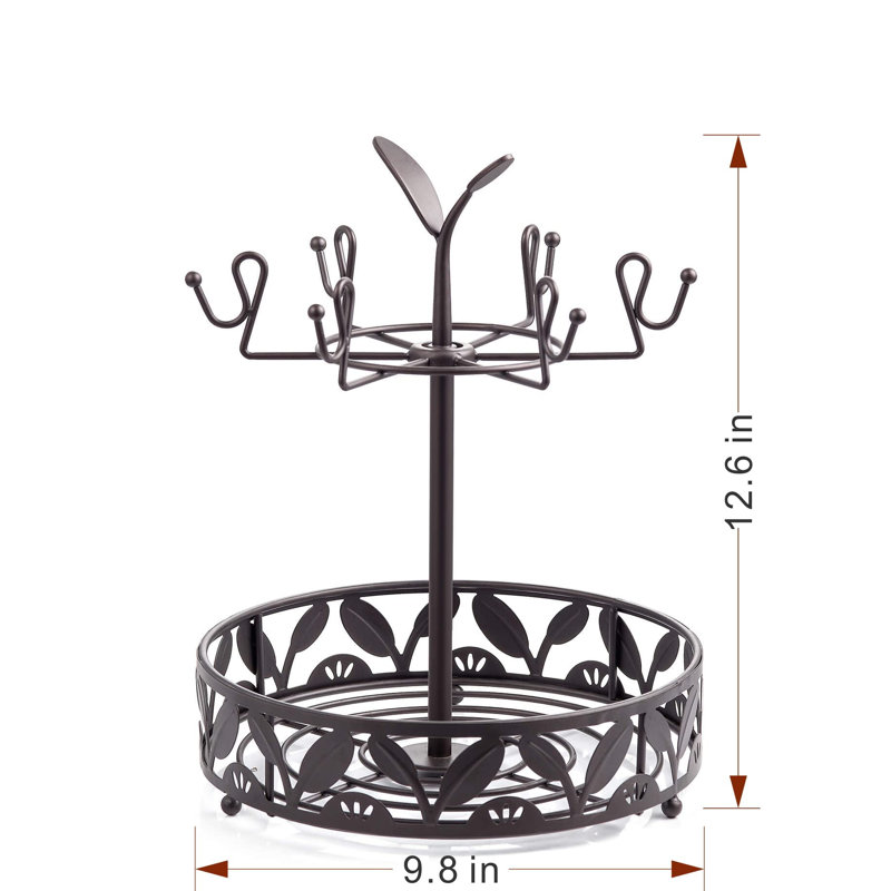 Mug Tree Countertop, Rotatable Mug Holder Stand, Coffee Pod Holder With Mug Rack, Coffee Mug Rack With 6 Hooks For Coffee Bar Counter Cabinets And Kitchen Organizer
