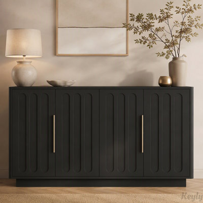 Modern Fluted Sideboard Buffet Cabinet with Adjustable Shelves