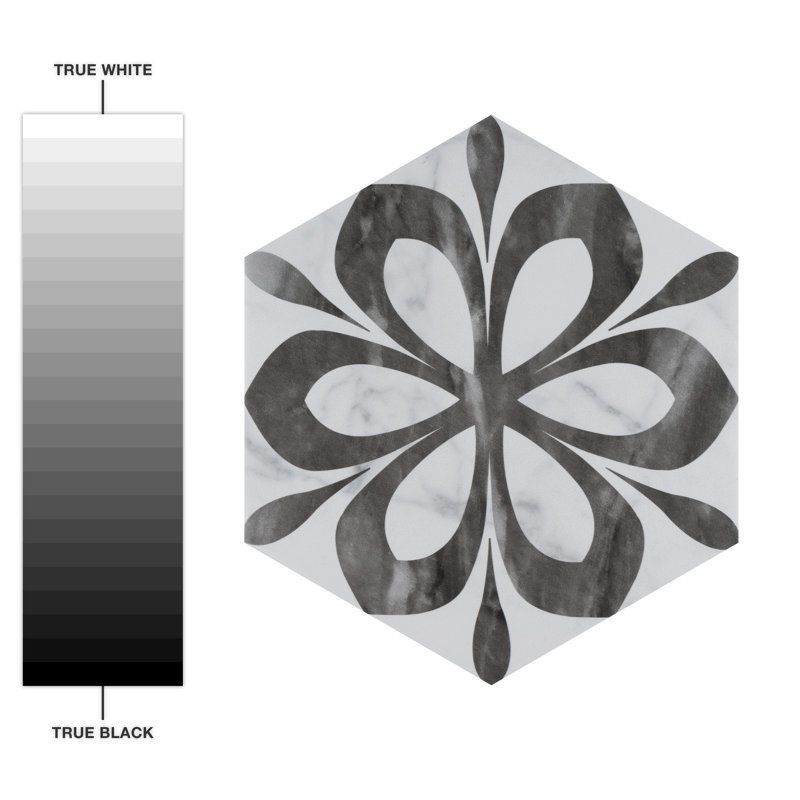 Classico Bardiglio Daisy 7" x 8" Porcelain Patterned Wall & Floor Tile