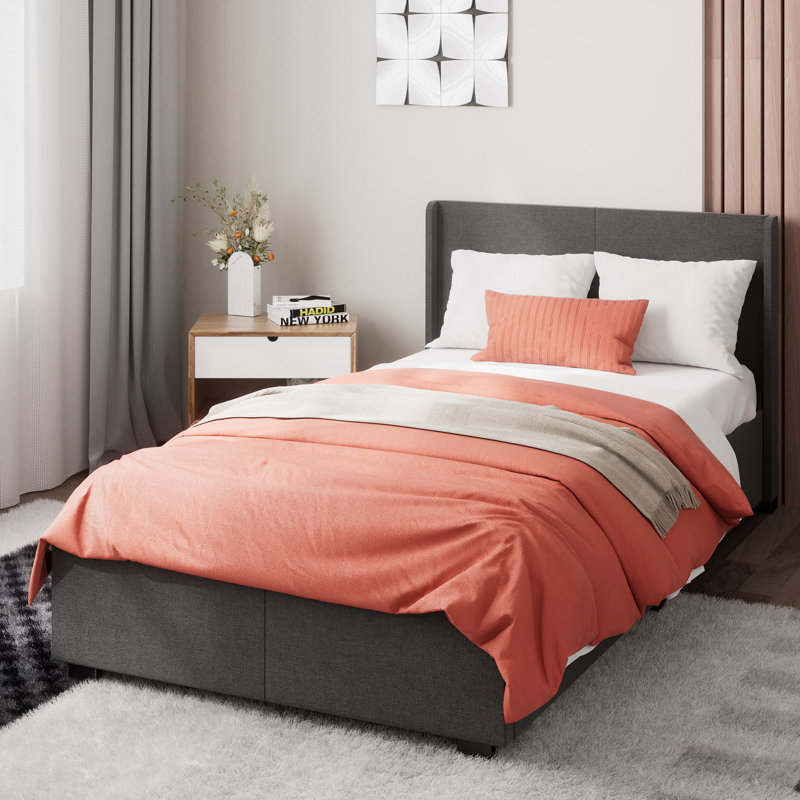 Estella Upholstered Ottoman Bed Frame, Single (3'), Dark Grey
