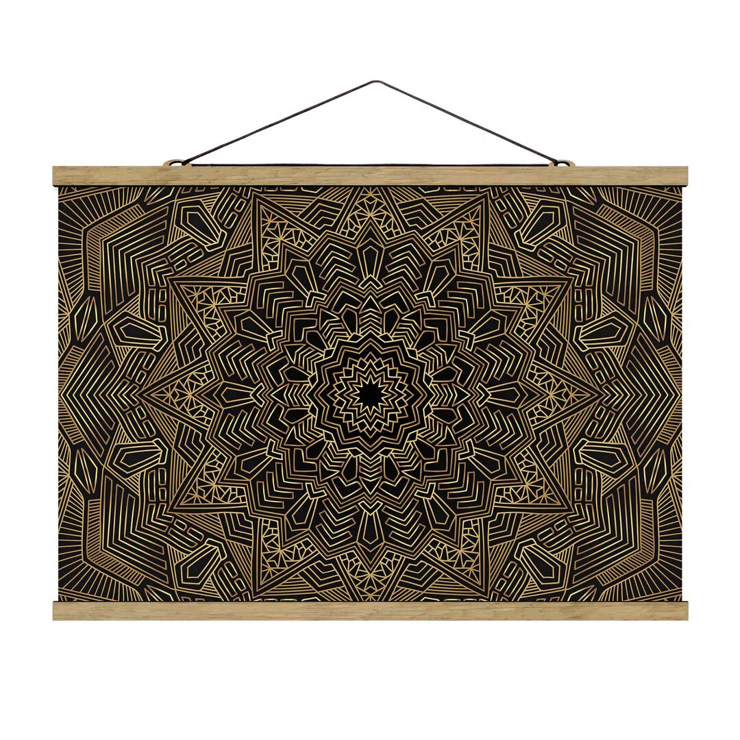 Stoffbild Mandala Star Pattern Gold Black