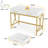 41 in Computer Desk With Two Drawers, White and Gold Modern Study Writing Desk-1040636948
