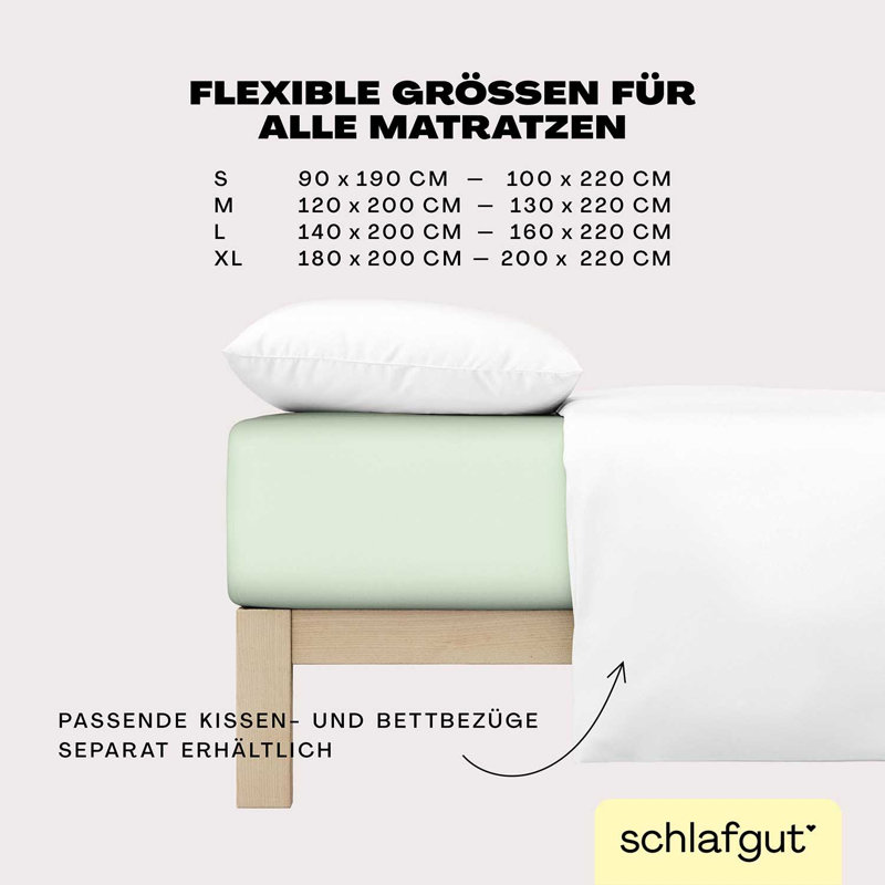 Jersey Elastane Fitted Sheet EASY, 100% Cotton, Green Light, M 120 x 220cm - 130 x 220cm