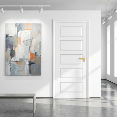 Dalle de porte intérieure à 5 panneaux ZHOWI 32 po x 80 po, porte en bois aggloméré à noyau blanc apprêté, quincaillerie non incluse