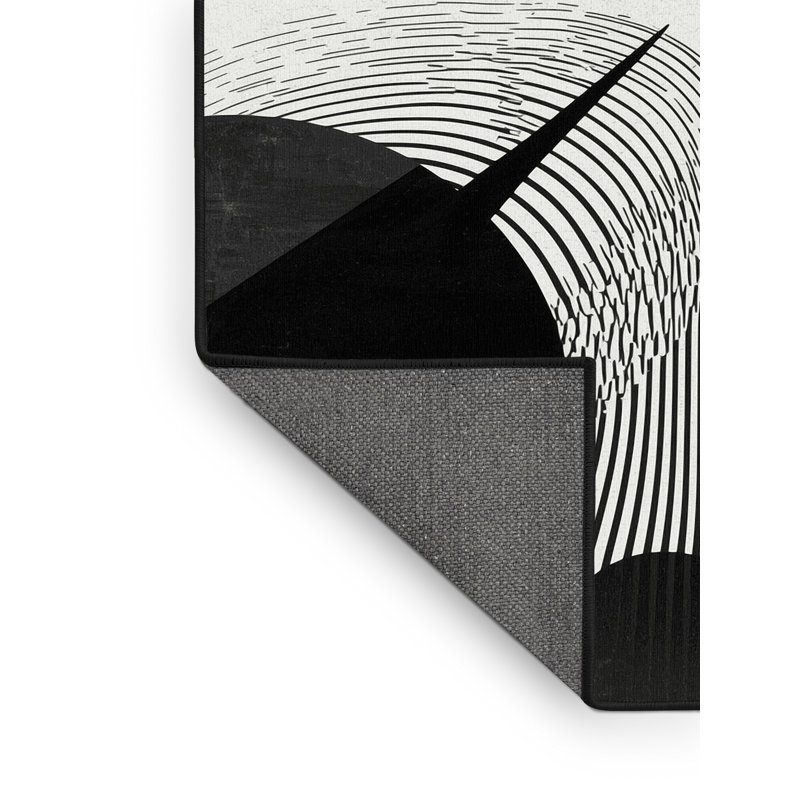 Soft Plush Glenmore Drum Set Modern & Contemporary Abstract Area Rug in Gray – Black Binding, 4x6