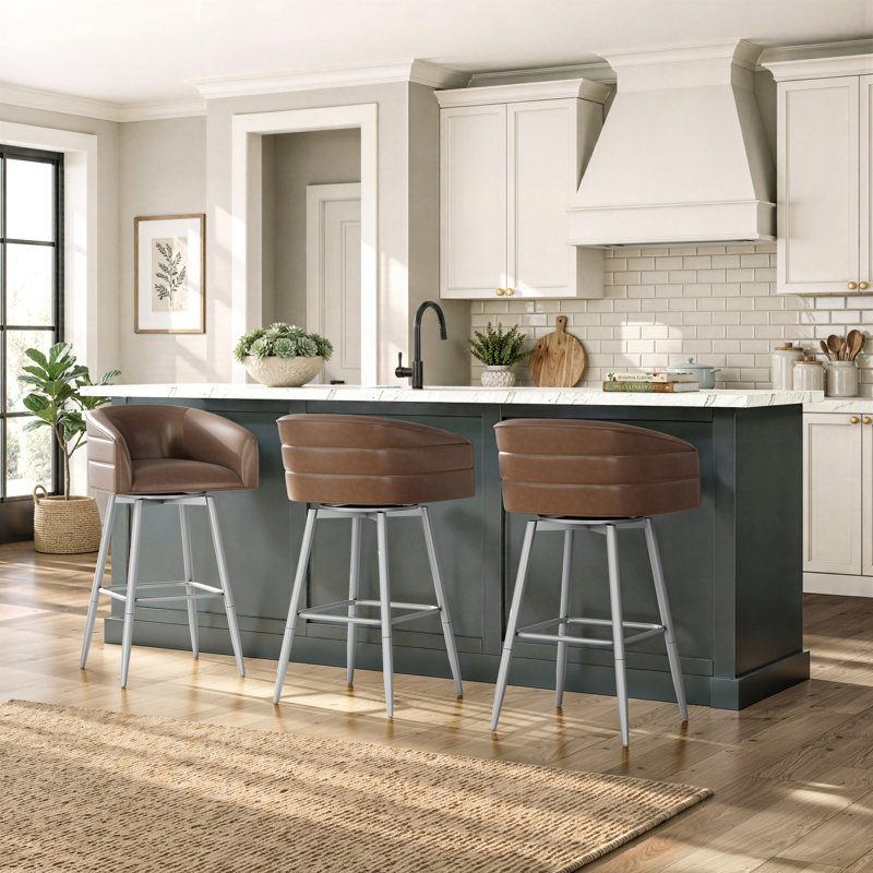 Tabouret pivotant à hauteur réglable Wyndham, Argent, Selle