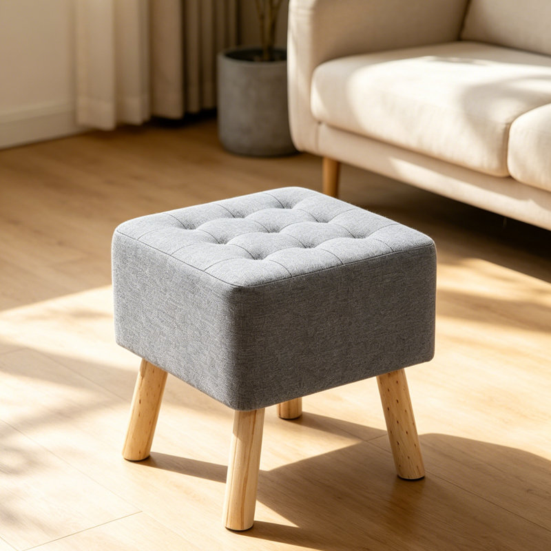 Linen Upholstered Bench, Grey