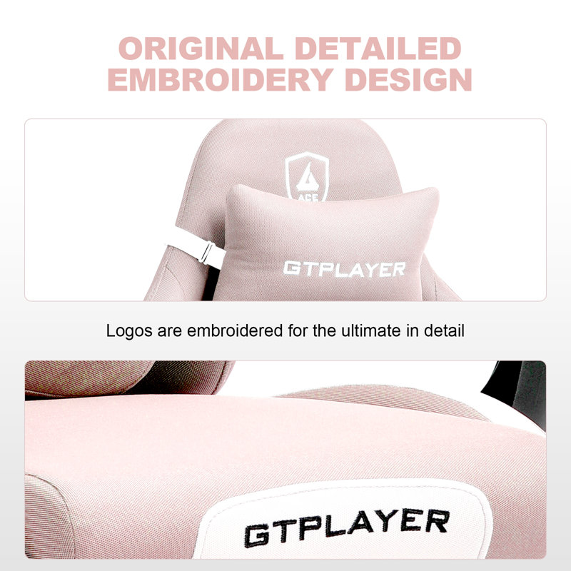 GTPLAYER Adjustable Swiveling PC & Racing Game Chair, Pink
