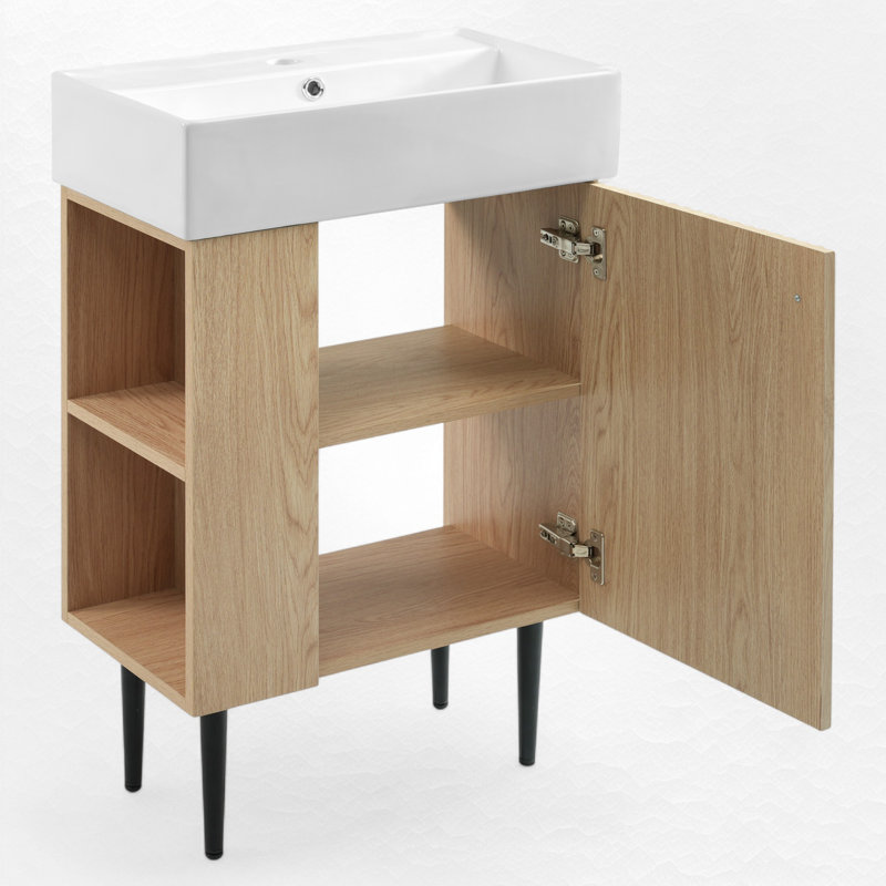Ensemble de meuble-lavabo simple 21,6 po, Bois, Noir, noir, noir, noir