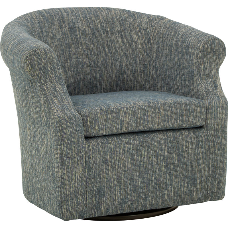Fauteuil demi-tonneau pivotant l 3,5 po Buril, Mélange de polyester bleu marine Hapden
