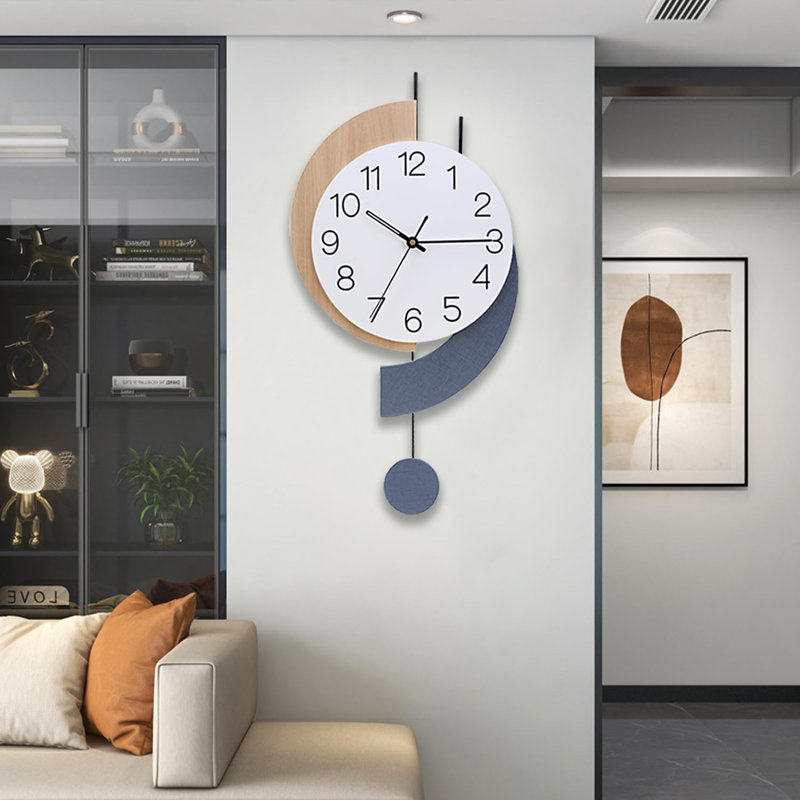 Decorative Wall Clock With Pendulum, Silent Quartz Movement, Large Modern Design For Living Room, Kitchen, Bedroom, And Home Decor