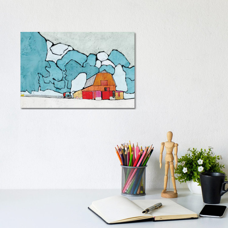 Barn Under Blue Skies by Ynon Mabat - Wrapped Canvas Gallery-Wrapped Canvas Giclée, 20.32cm H x 30.48cm W