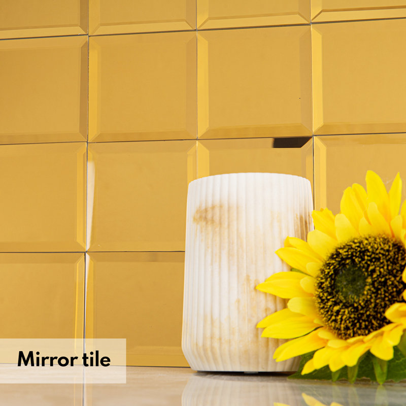 Carrelage carré en miroir 3 pouces Lovdeco Peel and Stick, Or - 3 x 3 po
