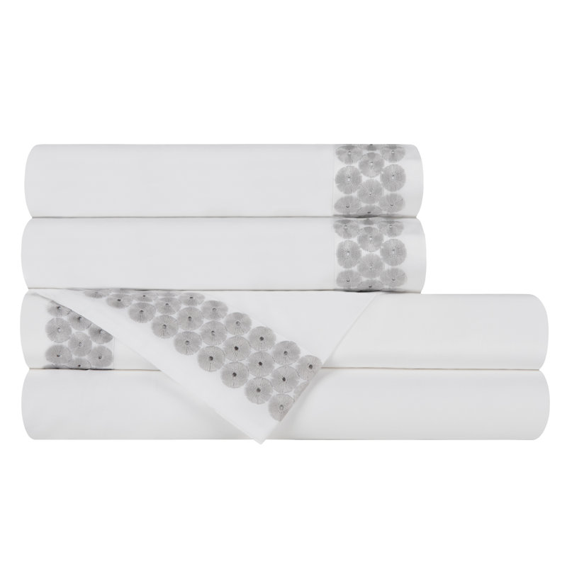 Angele 100% Cotton Sateen pillowcases (pack 2 un), Silver, King + 2 Pillowcases