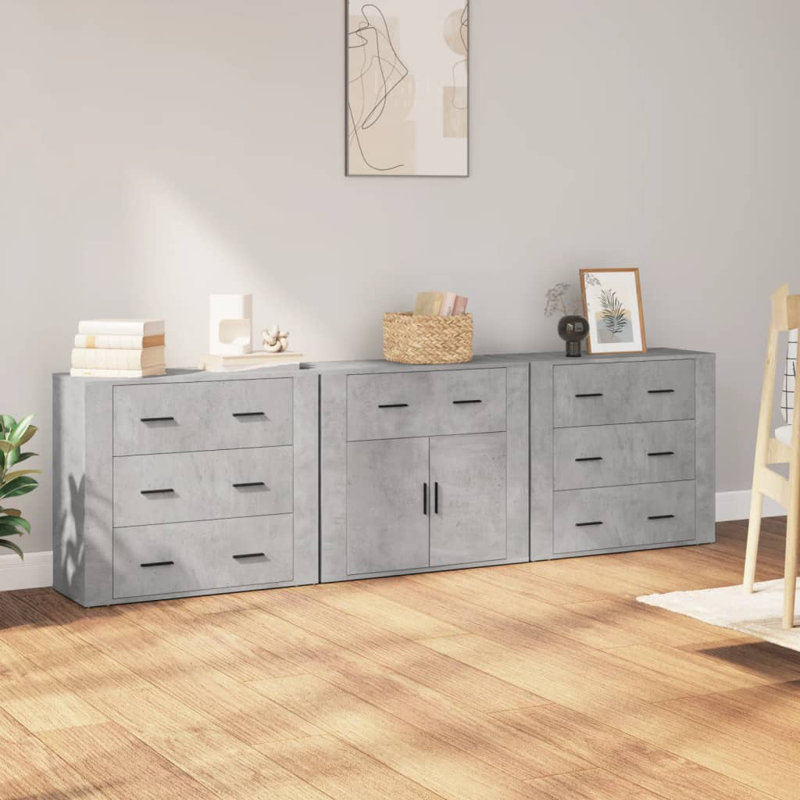 Tidioute 33 Cm Wide 7 Drawer Sideboard, Concrete Grey