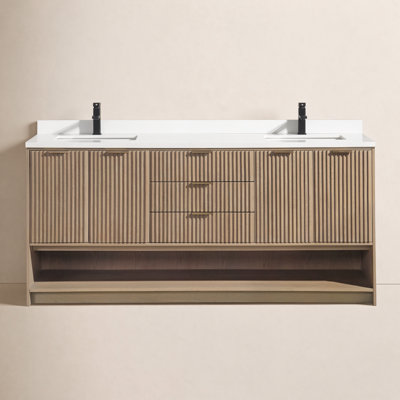 Anelie 72" Freestanding Bathroom Vanity Oak