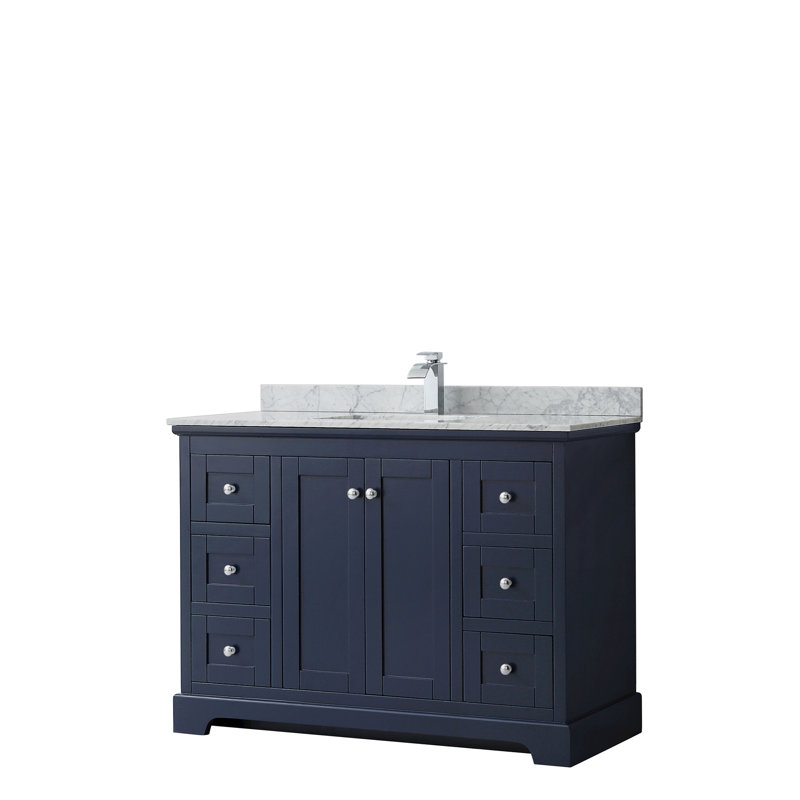 Ensemble de meuble-lavabo simple 48 po Avery, Bleu foncé, Chrome poli