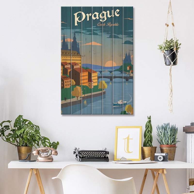 «Prague» par IdeaStorm Studios - impression sur bois sans cadre, L 26 po x H 40 po
