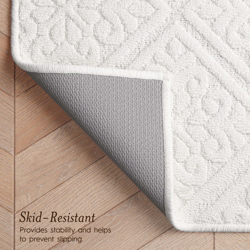 Austell Machine Woven Synthetic Area Rug in White, Rectangle 2'2" x 3'9"/Runner 2'2" x 5'