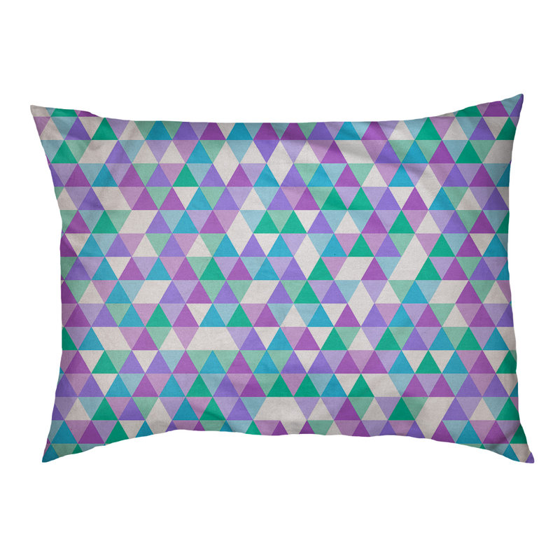 Coussin d’extérieur triangle Campion, Très grand (l 52 po x P 42 po x H 17 po), Blanc / mauve clair