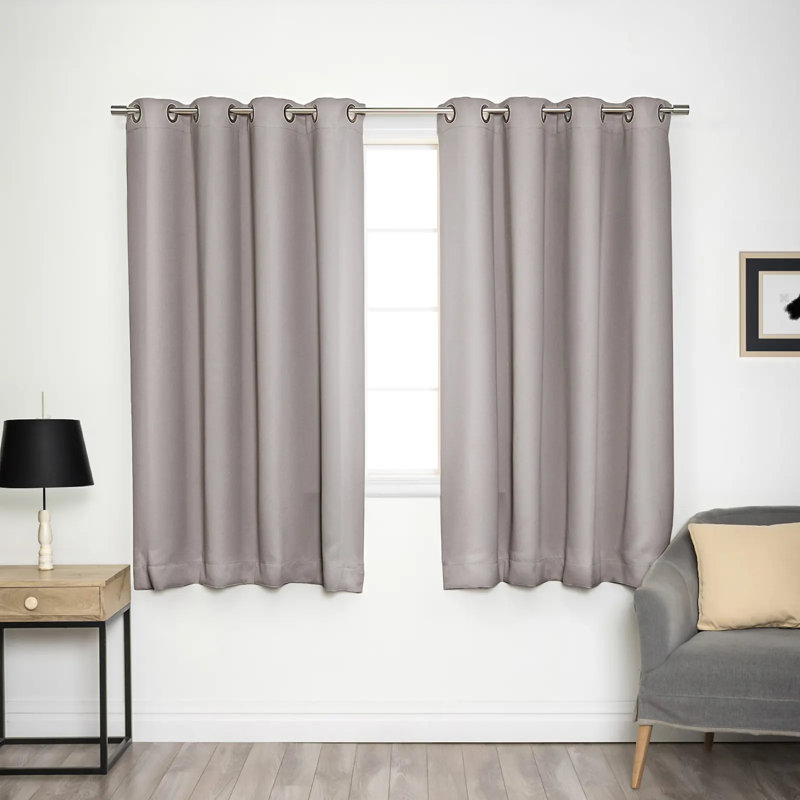 Adina Sevan Solid Thermal Grommet Curtain Panels, Clay, 52"W x 72"L